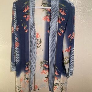 Multiples Navy and Cream Floral Cascade Cardigan